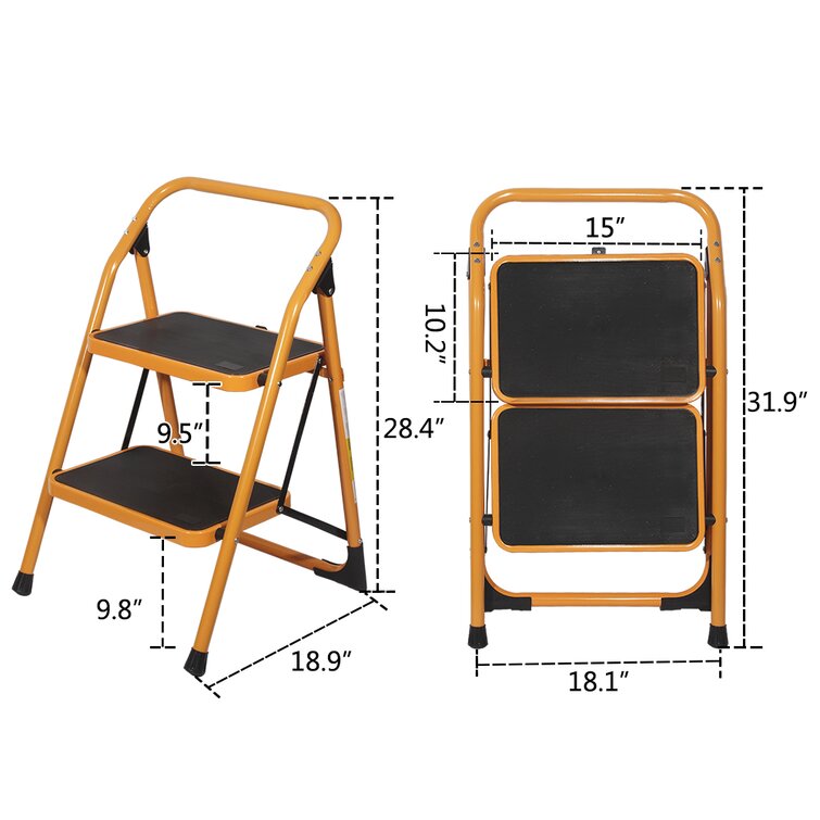 WFX Utility Baikal 2 Step Iron Lightweight Folding Step Stool